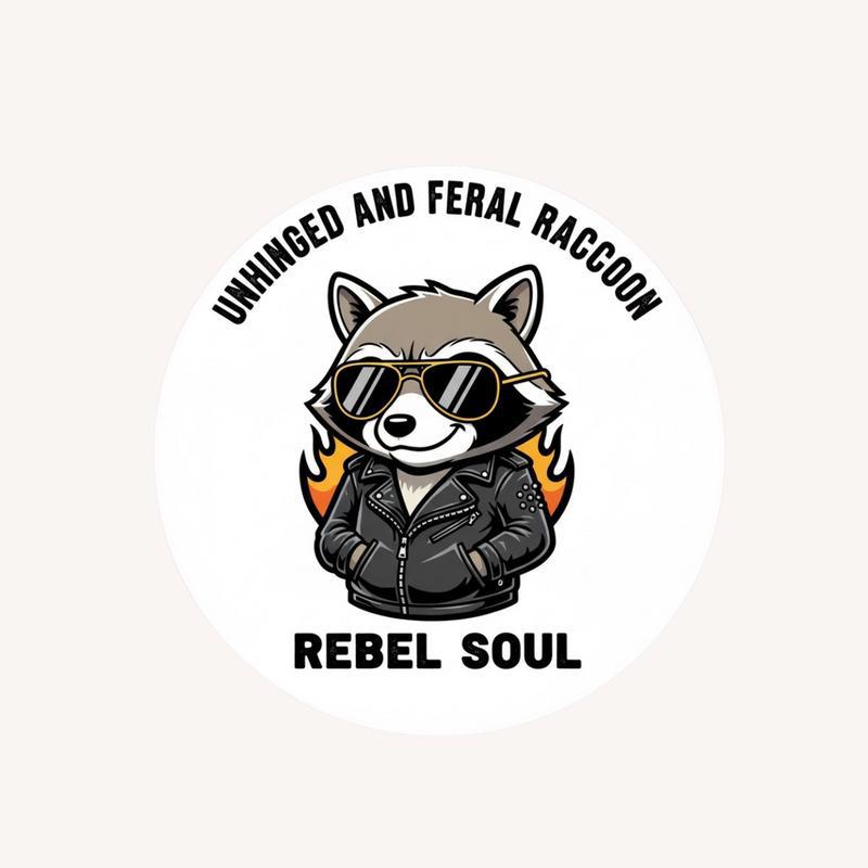 Funny Unhinged And Feral Raccoon Rebel Soul Sticker - Raccsy