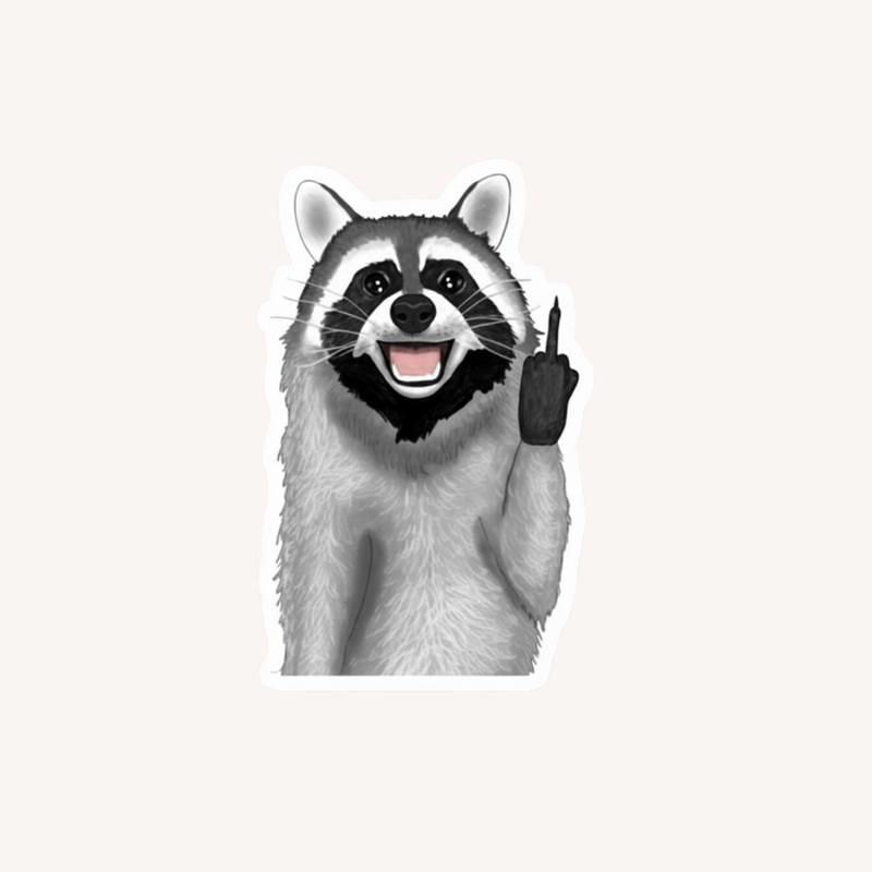 Raccoon Middle Finger Meme 1 Sticker - Raccsy