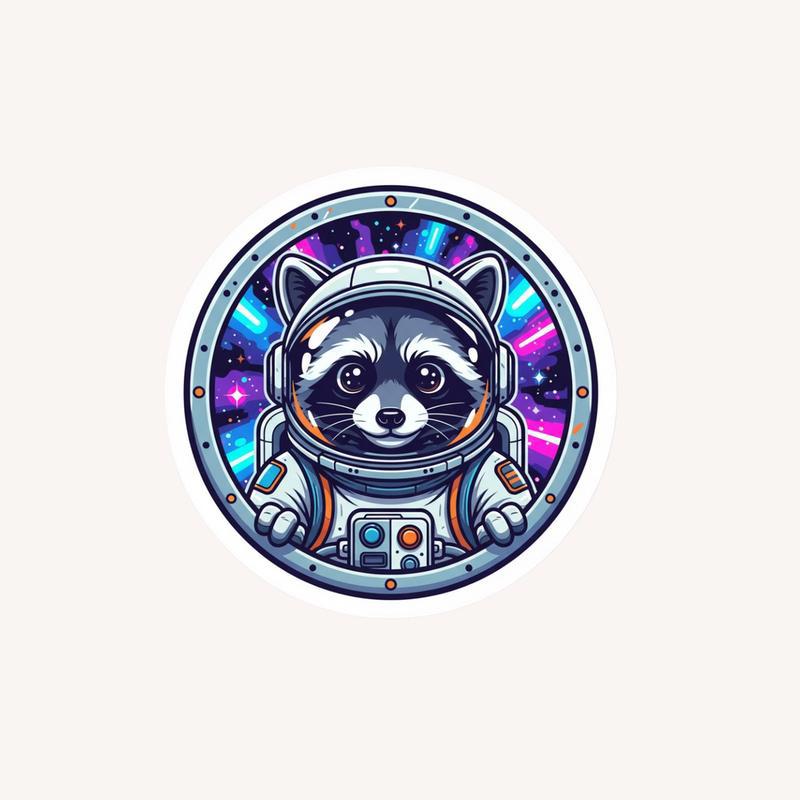 Raccoon Peeker Space Explorer Sticker - Raccsy