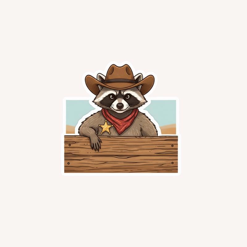 Raccoon Peeker Western Rebel Sticker - Raccsy