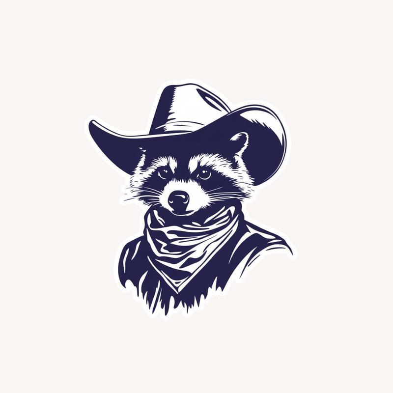 Retro Cowboy Raccoon Sticker - Raccsy