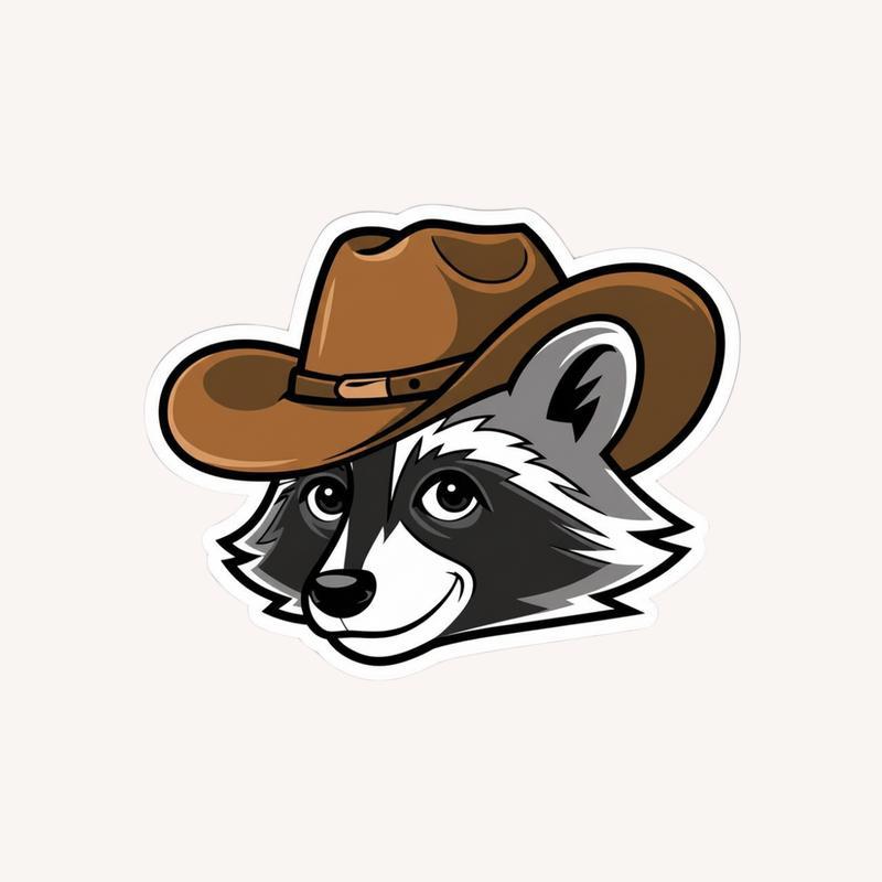 Retro Cowboy Raccoon Face Sticker - Raccsy