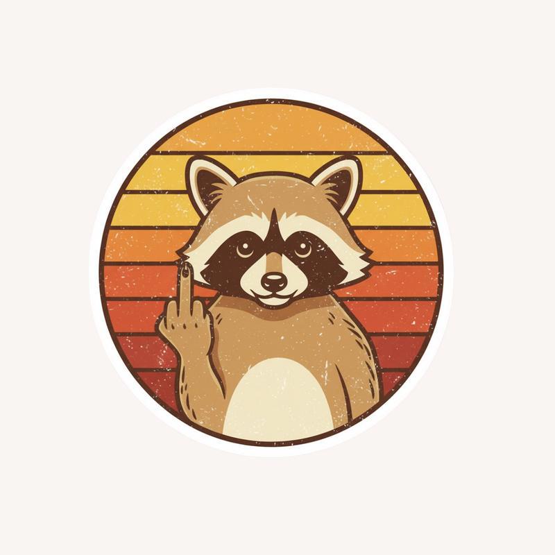Retro Raccoon Middle Finger Sticker - Raccsy