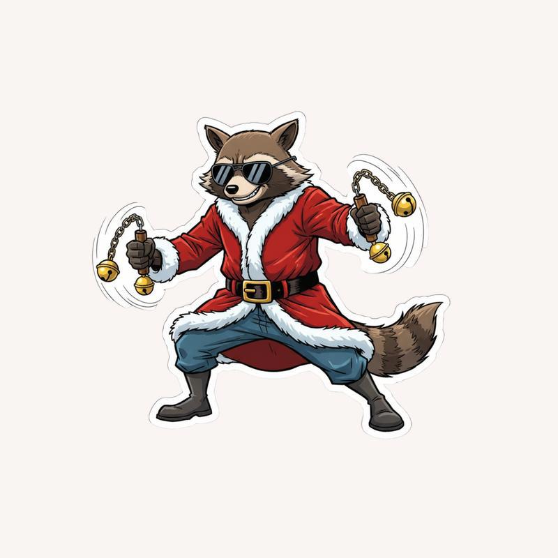 Rocket Raccoon Jingle Rebel Sticker - Raccsy