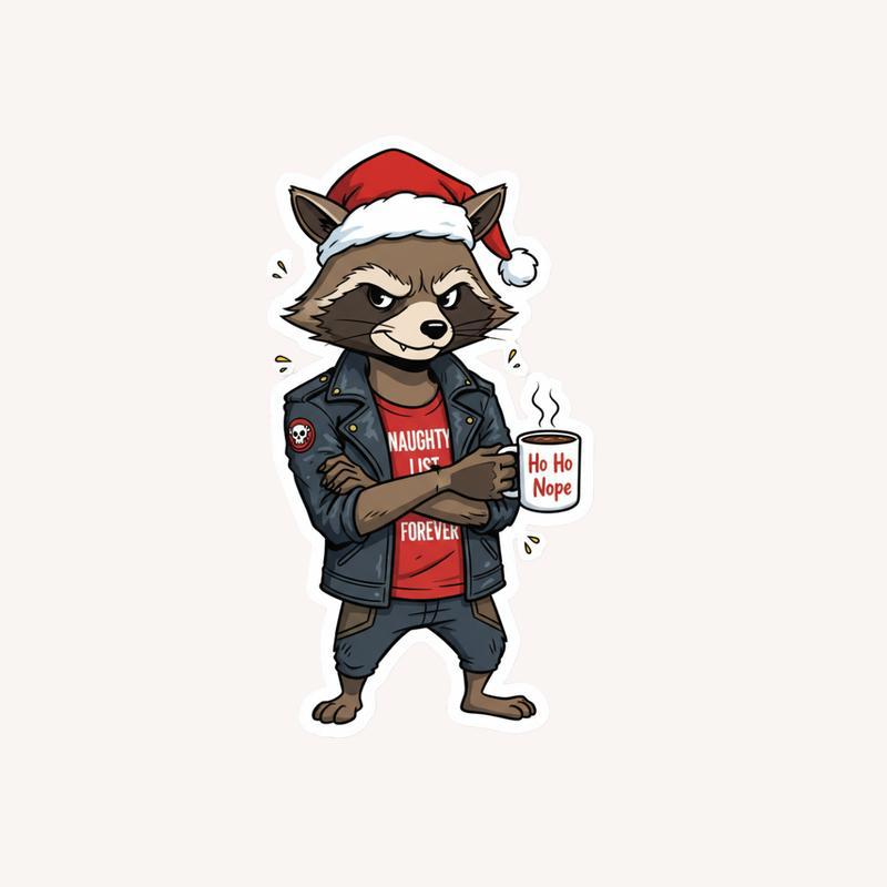Rocket Raccoon Naughty Squad Leader Sticker - Raccsy