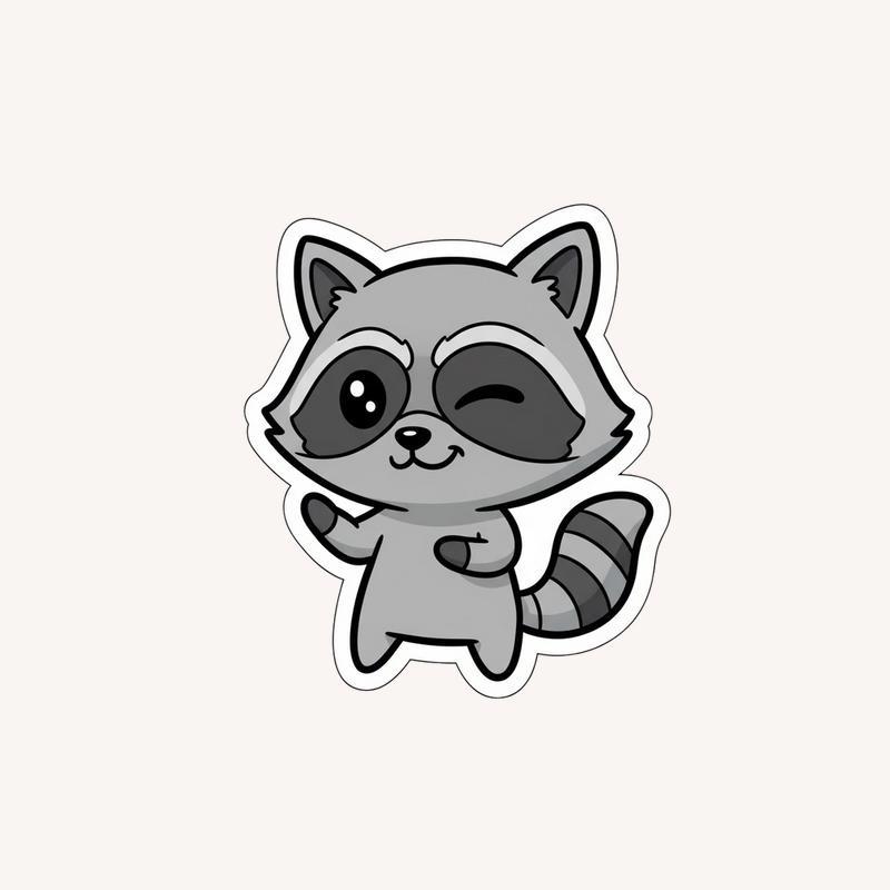 Sarcastic Raccoon Smirk & Wink Sticker - Raccsy