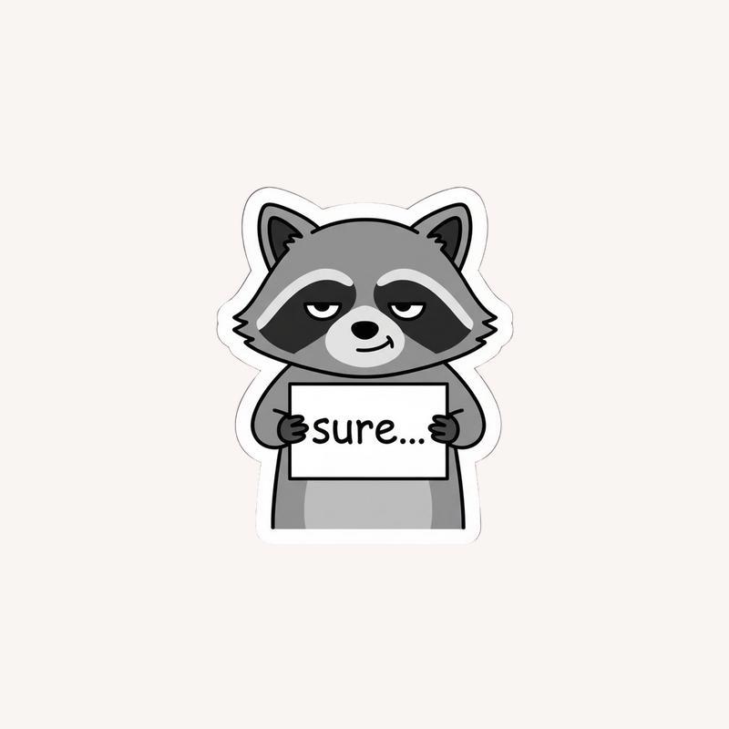 Sarcastic Raccoon “Sure, Whatever” Sticker - Raccsy