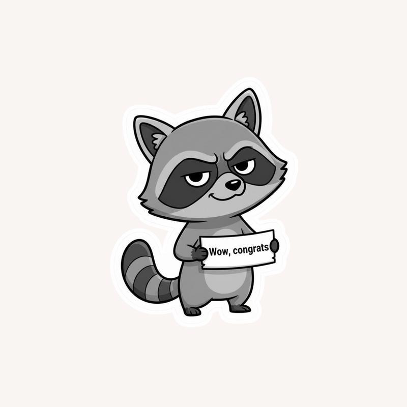 Sarcastic Raccoon “Wow, Congrats” Sticker - Raccsy