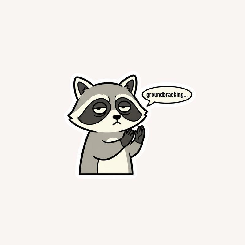 Sarcastic Raccoon “Wow… Groundbreaking” Sticker - Raccsy