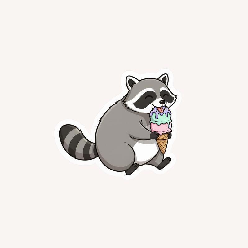 Snack Raccoon Ice Cream Time Sticker - Raccsy