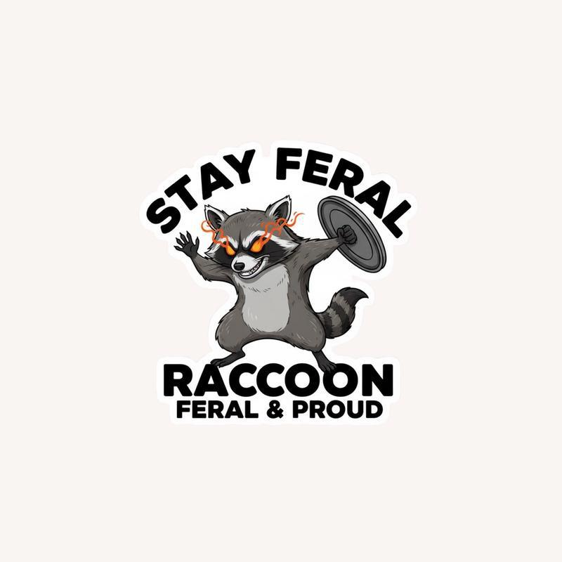 Stay Feral Raccoon Feral & Proud Sticker - Raccsy