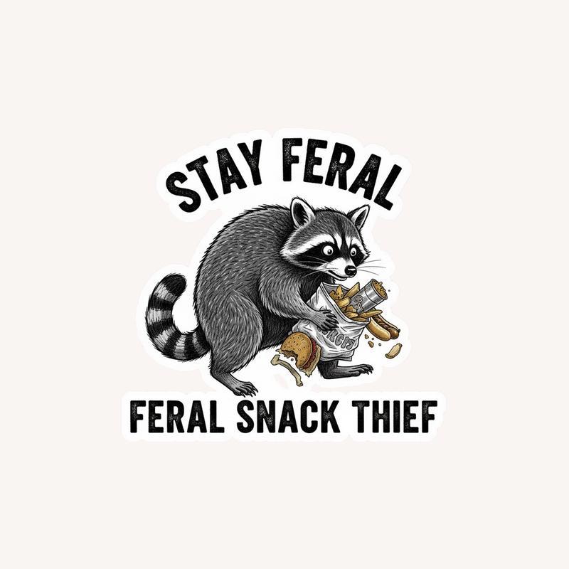 Stay Feral Raccoon Feral Snack Thief Sticker - Raccsy