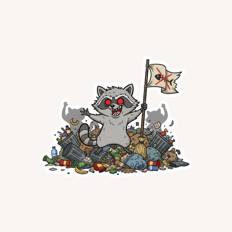 Unhinged And Feral Raccoon Trash Rebellion Sticker - Raccsy