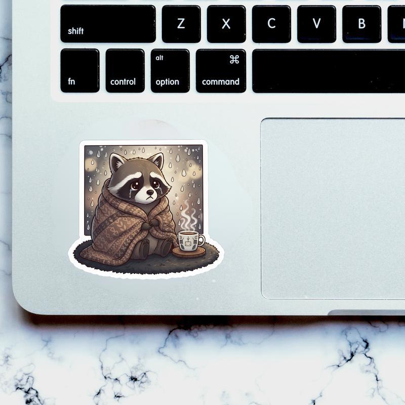 Cozy Sad Raccoon Sticker Cozy Sad Raccoon Sticker