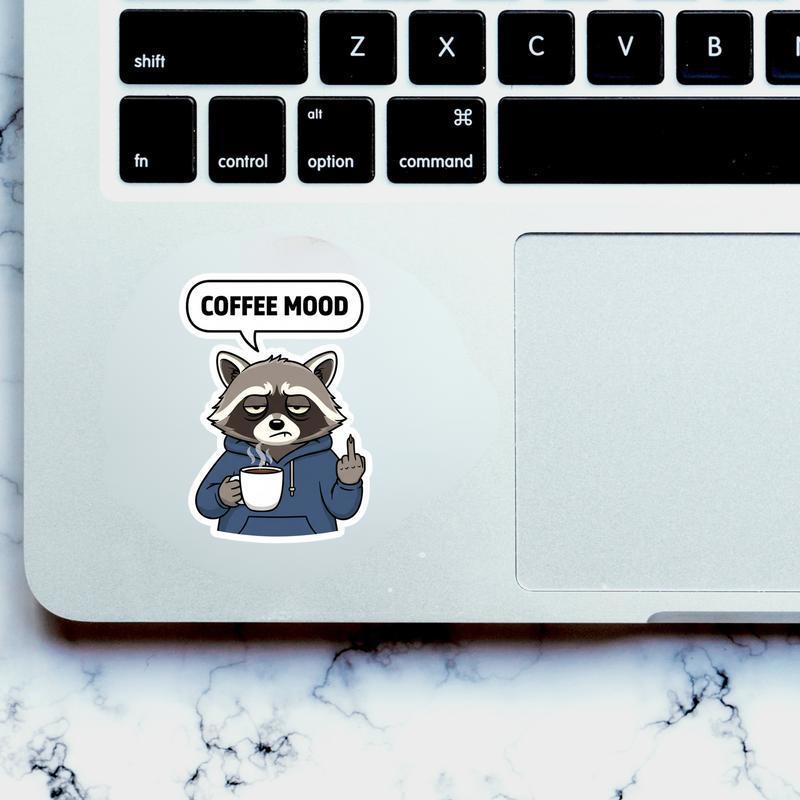 Raccoon Middle Finger Coffee Mood Sticker