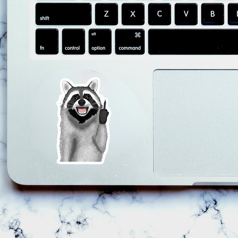 Raccoon Middle Finger Meme 1 Sticker