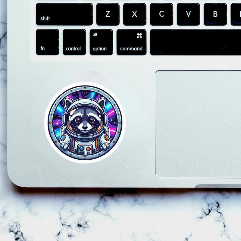 Raccoon Peeker Space Explorer Sticker