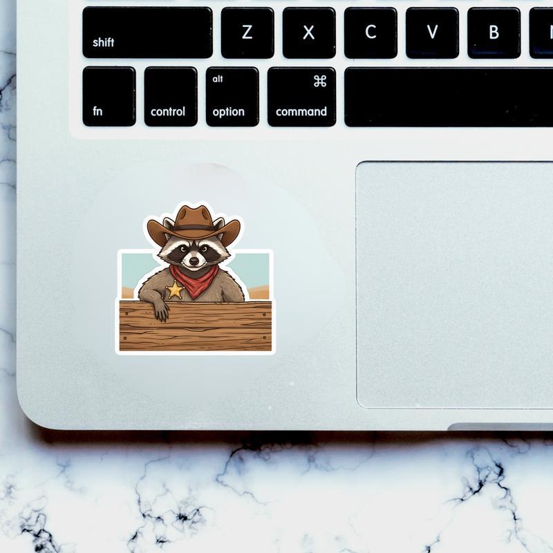 Raccoon Peeker Western Rebel Sticker