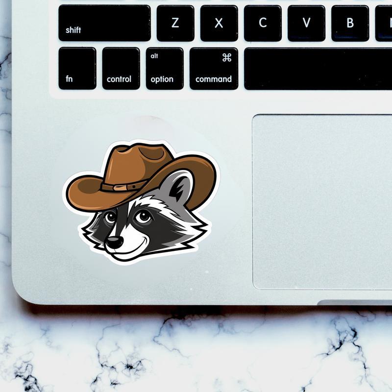Retro Cowboy Raccoon Face Sticker Retro Cowboy Raccoon Face Sticker