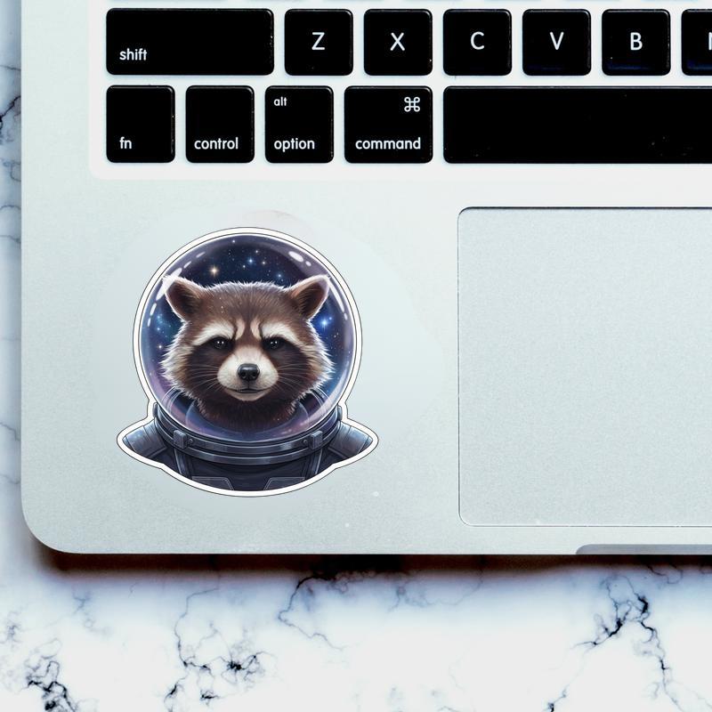 Rocket Raccoon in Space Helmet Meme Sticker - Raccsy