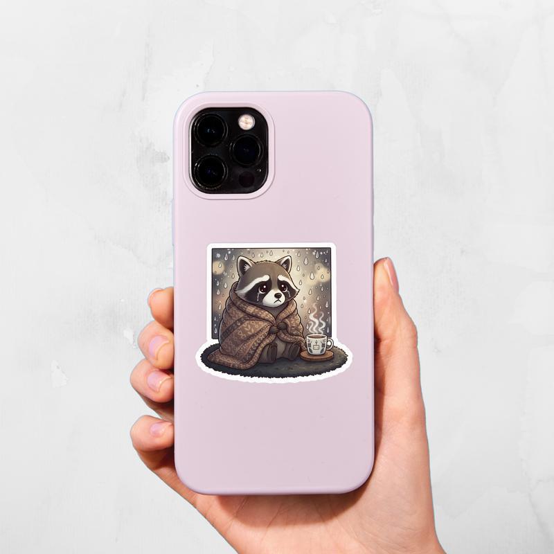 Cozy Sad Raccoon Sticker Cozy Sad Raccoon Sticker