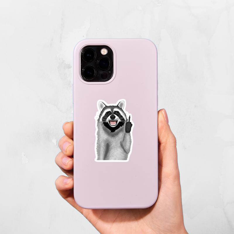 Raccoon Middle Finger Meme 1 Sticker