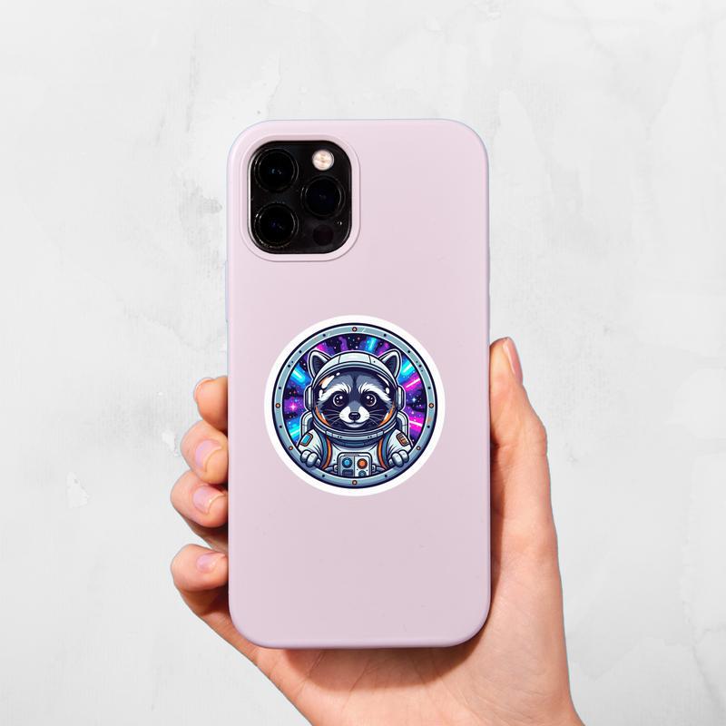 Raccoon Peeker Space Explorer Sticker