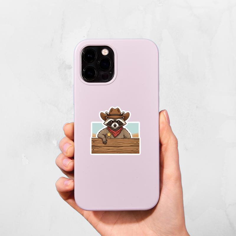 Raccoon Peeker Western Rebel Sticker