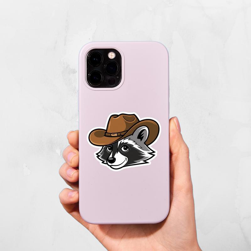 Retro Cowboy Raccoon Face Sticker Retro Cowboy Raccoon Face Sticker