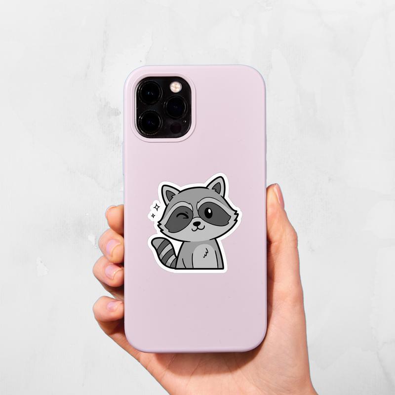 Sarcastic Raccoon Exaggerated Wink Sticker