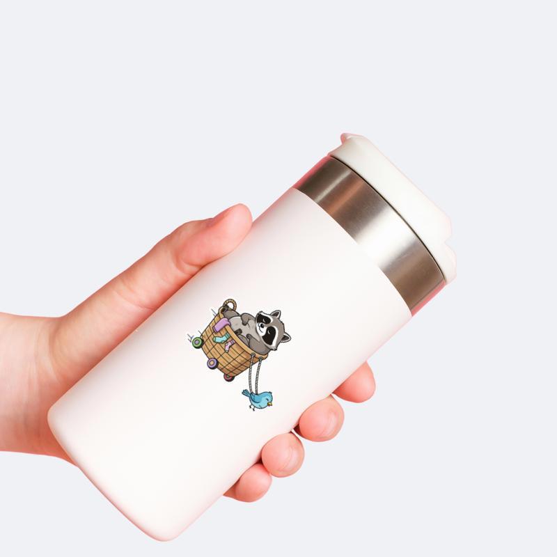 Fat Raccoon Laundry Basket Ride Sticker