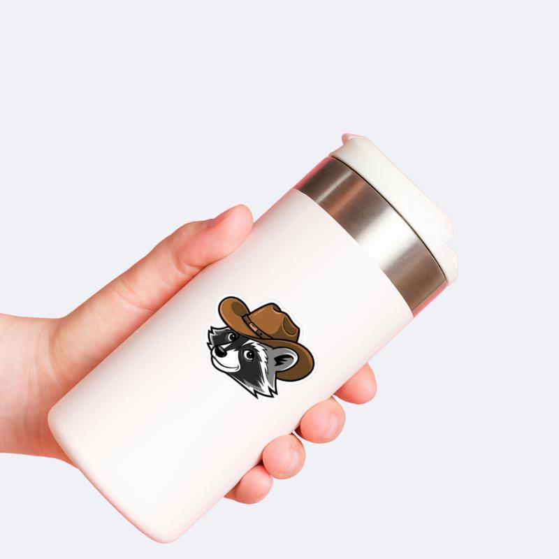 Retro Cowboy Raccoon Face Sticker Retro Cowboy Raccoon Face Sticker