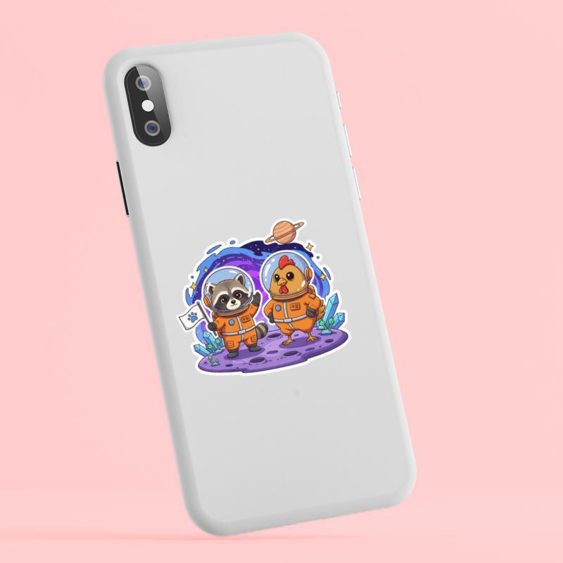 Chicken Raccoon Space Explorers Sticker