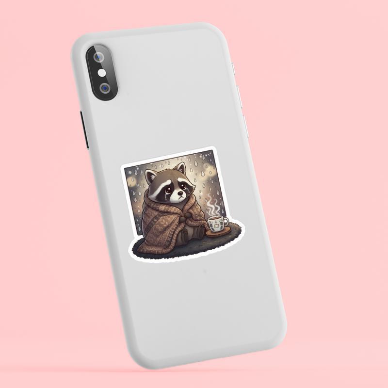 Cozy Sad Raccoon Sticker Cozy Sad Raccoon Sticker