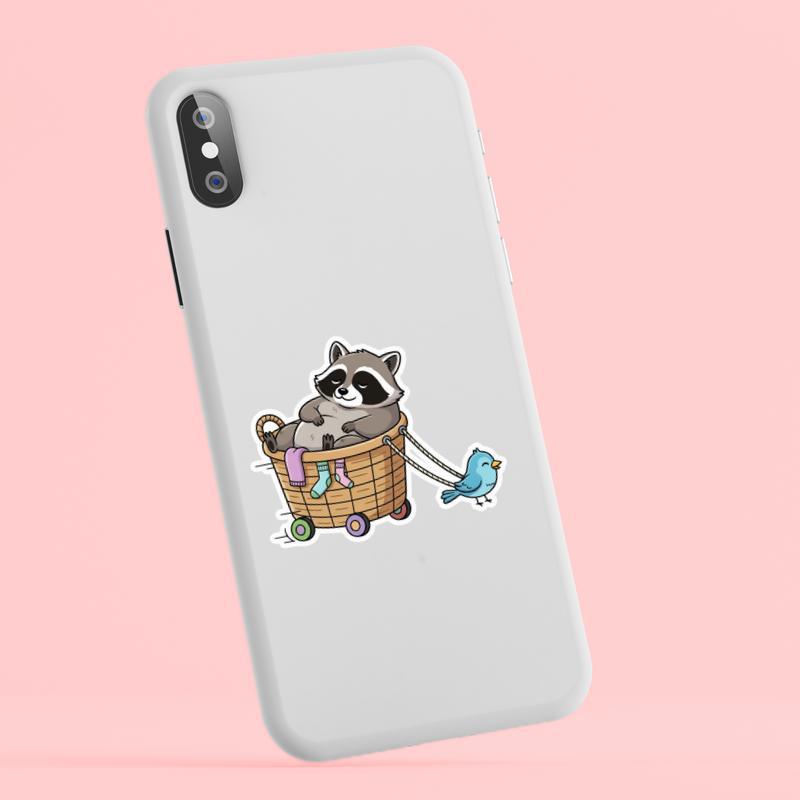 Fat Raccoon Laundry Basket Ride Sticker