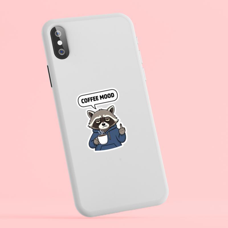 Raccoon Middle Finger Coffee Mood Sticker