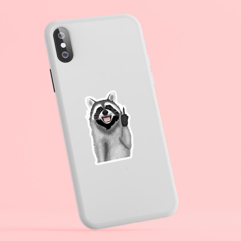 Raccoon Middle Finger Meme 1 Sticker