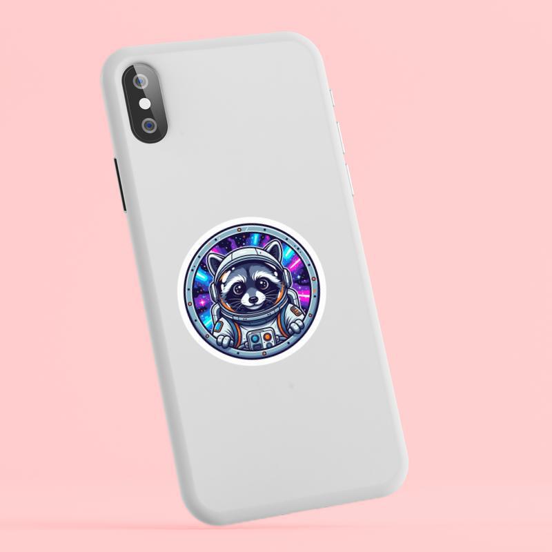 Raccoon Peeker Space Explorer Sticker