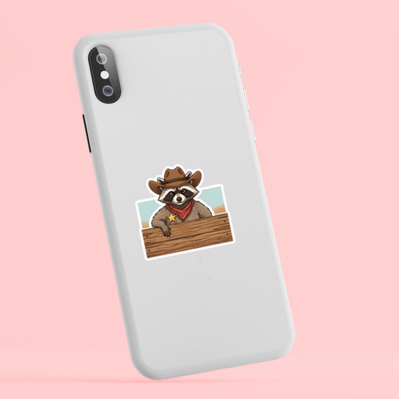 Raccoon Peeker Western Rebel Sticker