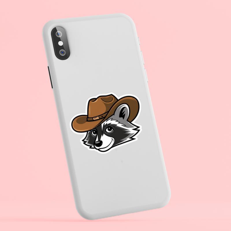 Retro Cowboy Raccoon Face Sticker Retro Cowboy Raccoon Face Sticker